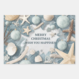 Coastal Beach Christmas – Seashell & Ocean Inspire Geschenkpapier Set