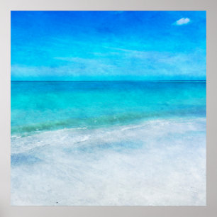 Coastal Beach Deco in Aquamarin Aqua Türkise Blue Poster