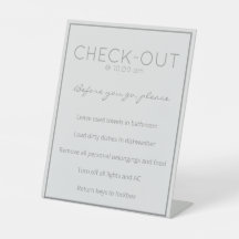 Coastal Beach Grau Gast Karo Out Table Sign