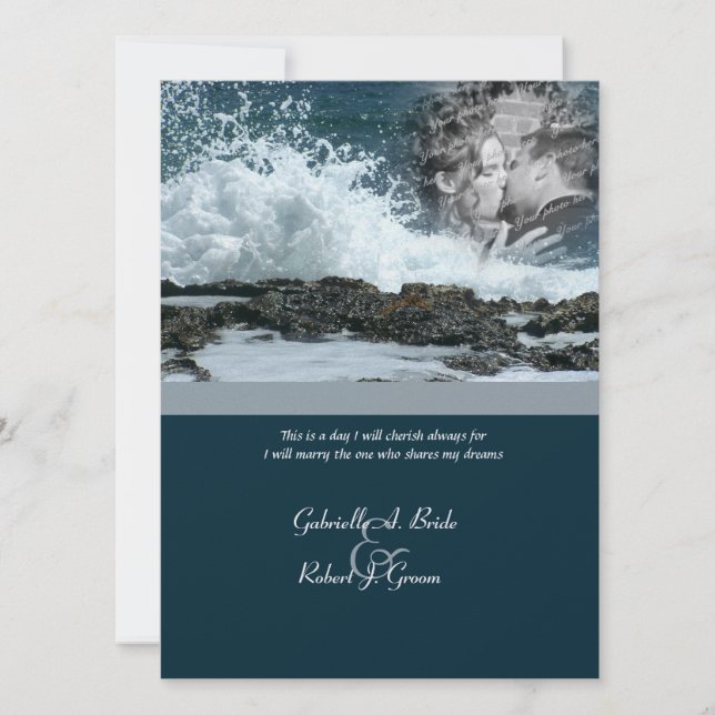 Coastal Beach Hochzeit Einladung (Vorderseite)