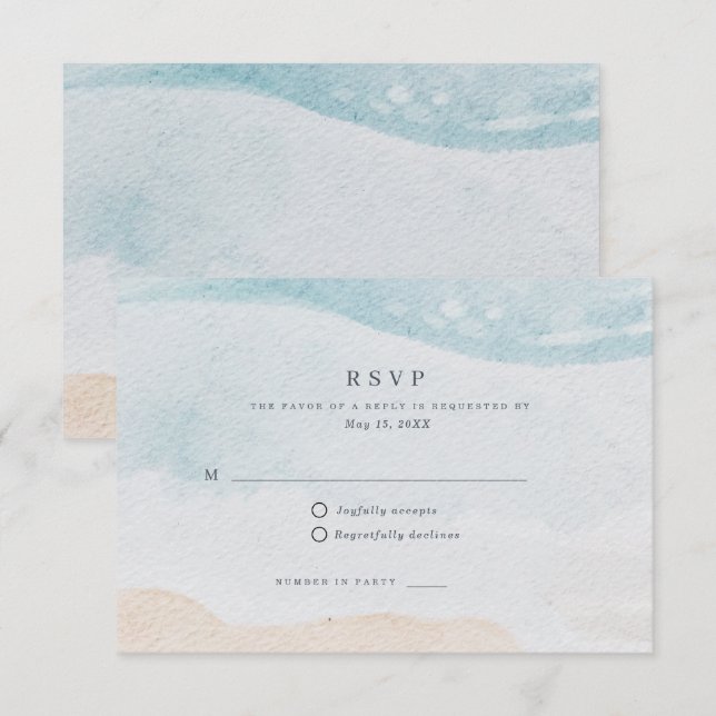 Coastal Beach Hochzeit RSVP Karte (Vorne/Hinten)