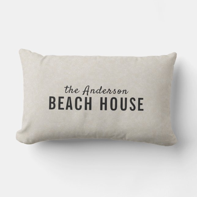 Coastal "Beach House" Custom Outdoor Lumbar Kissen (Vorderseite)