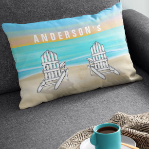 Coastal Beach House Familienname Custom Lendenkissen