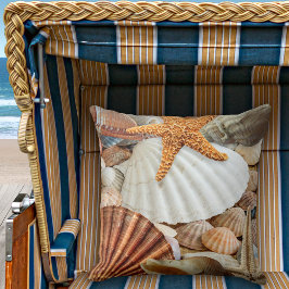 Coastal Beach House Shells Coussin