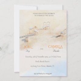 Coastal Beach Ocean Wasserfarbe Hochzeit Einladung