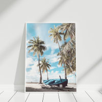 Coastal Beach Palm Trees Boat