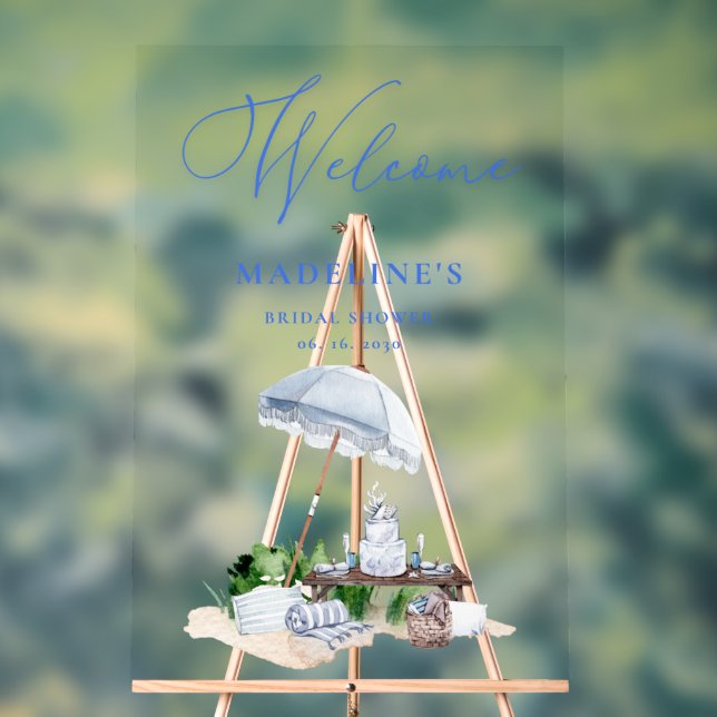 Coastal Beach Picnic Brautparty Willkommen Acrylschild (Neutral)