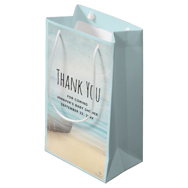 Coastal Beach Scene Nautical Theme Party Danke Kleine Geschenktüte (Vorderseite Schrägansicht)