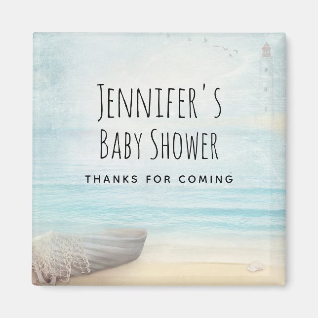 Coastal Beach Scene Nautical Themed Baby Dusche Magnet (Vorne)