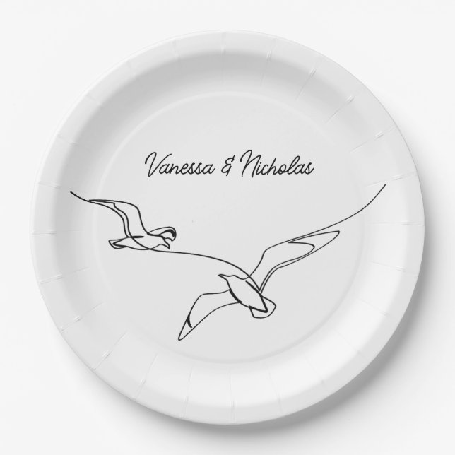 Coastal Beach Summer Vacation Wedding Engagement Pappteller (Vorderseite)