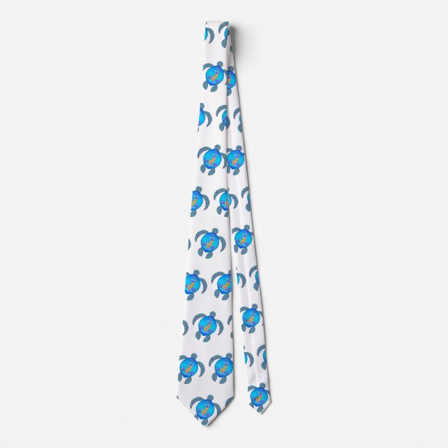 Coastal Beach Turtle Anchor Krawatte (Vorderseite)