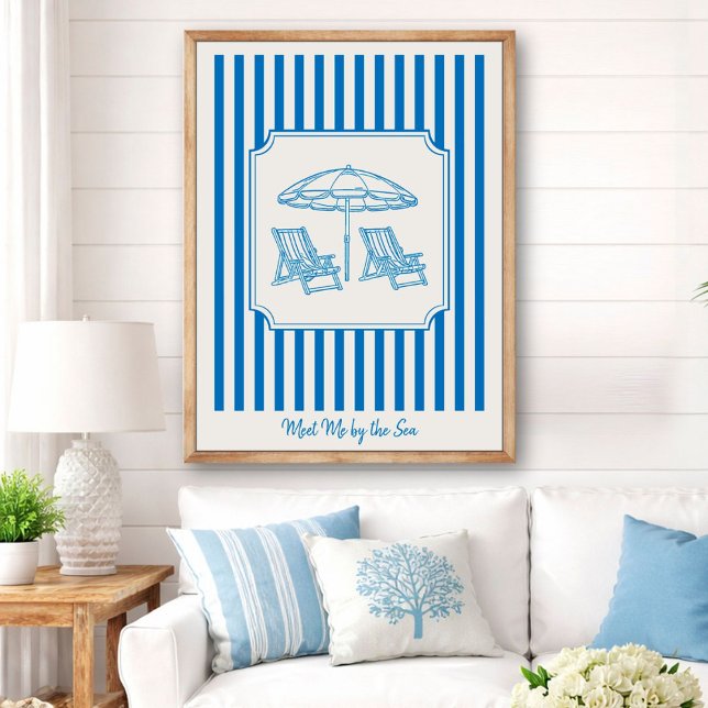 Coastal Beach Vibes Blue Stripes Poster (Von Creator hochgeladen)