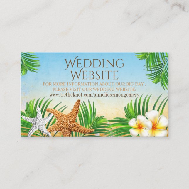 Coastal Beach - Website für Hochzeiten Begleitkarte (Vorderseite)