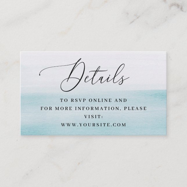Coastal Beach Wedding Details. Watercolor Nautical Begleitkarte (Vorderseite)
