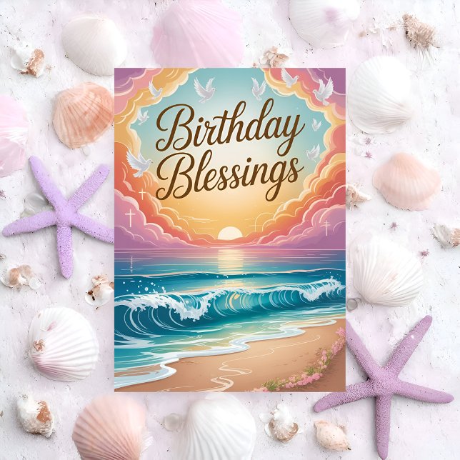 Coastal Birthday Blessings Karte (Von Creator hochgeladen)