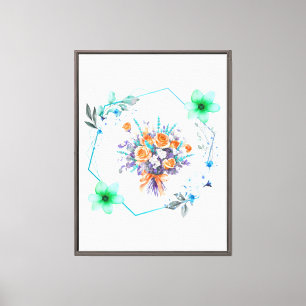 "Coastal Bloom – Florales Bouquet Geometrische Wan Leinwanddruck