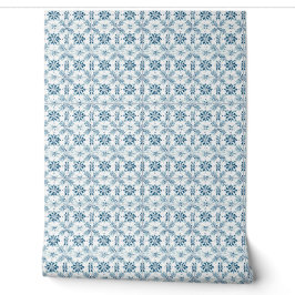 Coastal Blossom Tiles Mini - weich Aquamarin, weiß Tapete