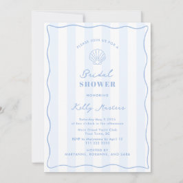 Coastal Blue And White Bridal Shower Einladung