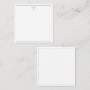 Coastal Blue and White Crab Monogram Begleitkarte