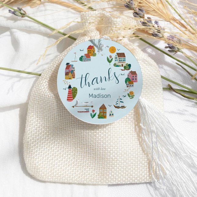 Coastal Blue Boy Nautical Baby Dusche Geschenkanhänger (Coastal Blue Boy Nautical Baby Shower Favor Tags)