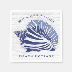 Coastal Blue Conch Seashell Familienname Serviette