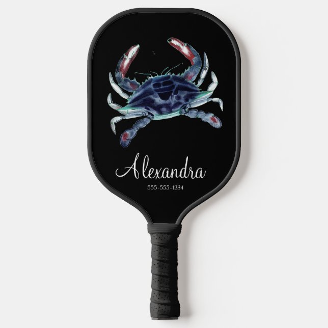 Coastal Blue Crab Monogram Name Pickleball Paddel Pickleball Schläger (Vorderseite)