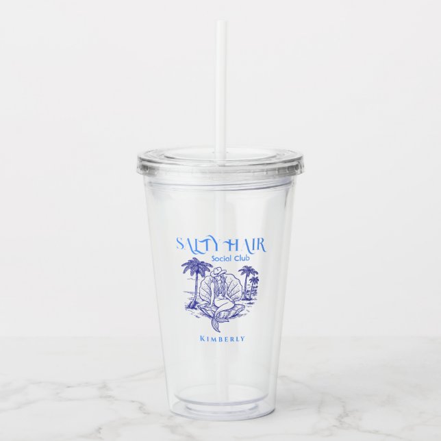 Coastal Blue Mermaid Cowgirl Summer Party Acryltrinkbecher (Vorderseite)