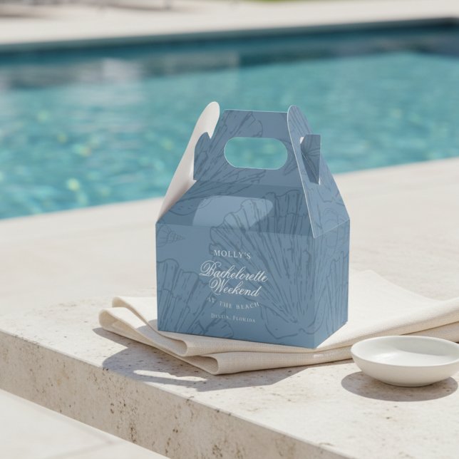Coastal Blue Seashell Bachelorette Geschenkschachtel (Coastal Blue Seashell Bachelorette Favor Boxes)