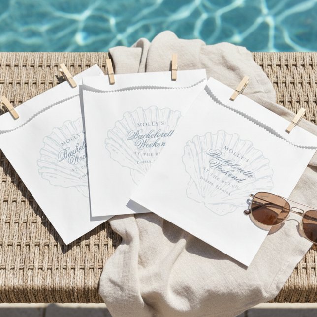 Coastal Blue Seashell Bachelorette Geschenktütchen (Coastal Blue Seashell Bachelorette Favor Bag)