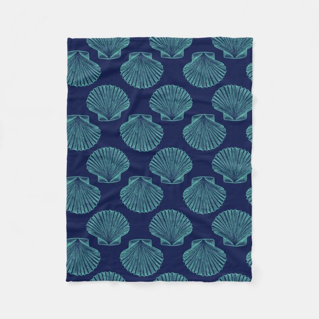 Coastal Blue Seashells Fleecedecke (Vorderseite)