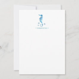 Coastal Blue Seepferd Personalisiert Stationery Mitteilungskarte