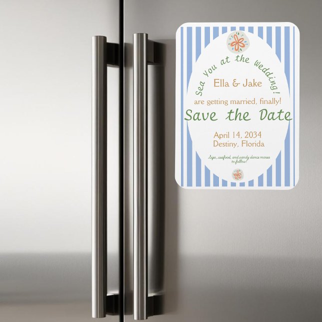 Coastal Blue Streifen Save the Date Magnet (Von Creator hochgeladen)
