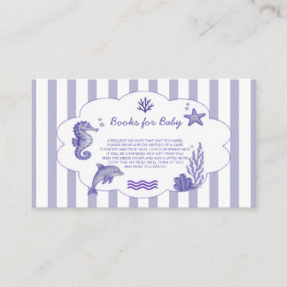 Coastal Blue Striped Books for Baby Shower Begleitkarte