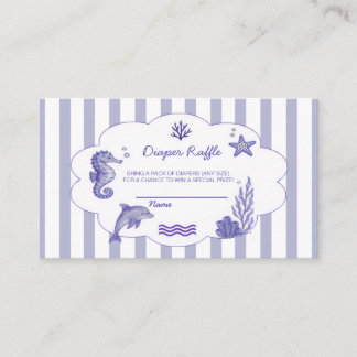 Coastal Blue Striped Diaper Raffle Baby Shower Begleitkarte