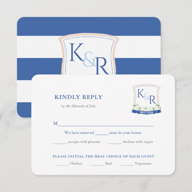 Coastal Blue Wedding Wappen UAWG Begleitkarte (Vorne/Hinten)