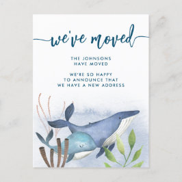 Coastal Blue Whale Nautical New Address Moving Ankündigungspostkarte