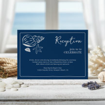 Coastal Blues Seashell & Script Wedding Reception 