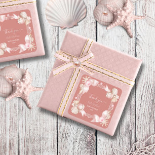 Coastal Blush pink Perle danke Ihnen Baby Dusche Quadratischer Aufkleber