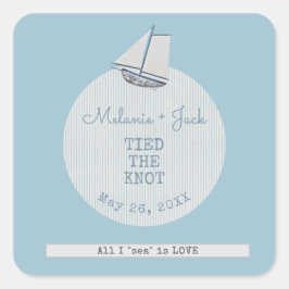 Coastal Bridal Shower Boat Stripe  Quadratischer Aufkleber