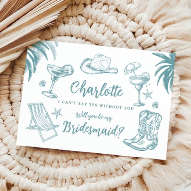 Coastal Bridesmaid Vorschlagskarte Einladung (Von Creator hochgeladen)