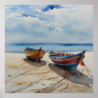 "Coastal Calm" Eine ruhige Wasserfarbenwelt Poster