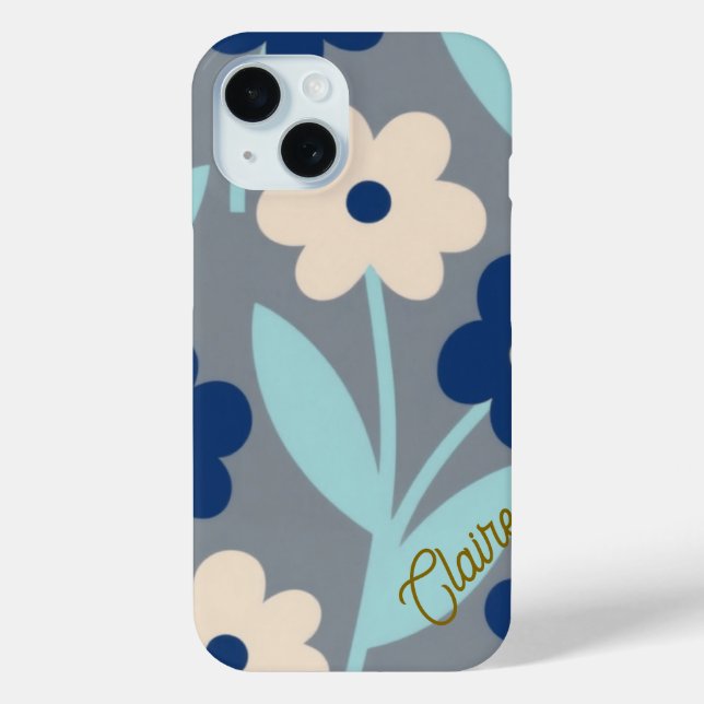 Coastal Calm Florals | Indigo & Turquoise pattern Case-Mate iPhone Hülle (Rückseite)