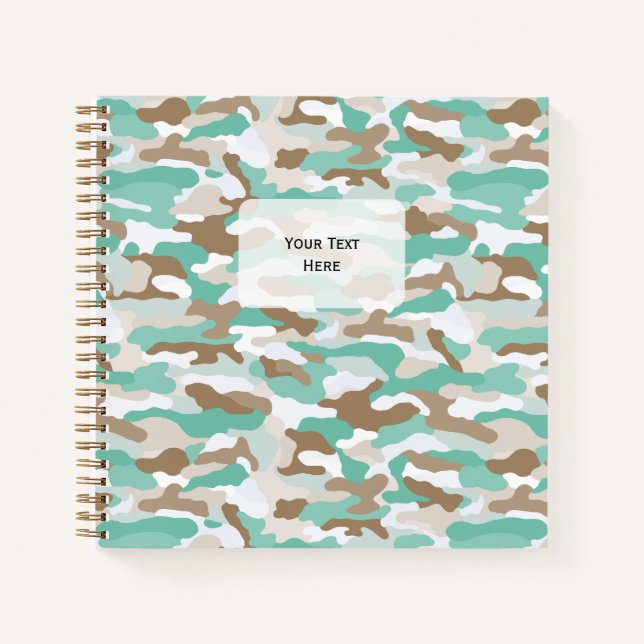 Coastal Camouflage Square Notizbuch (Vorderseite)