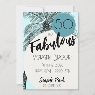 Coastal Chic 50 and Fabulous Birthday Aqua Einladung