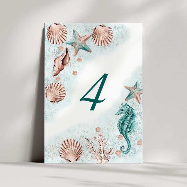 Coastal Chic | Aquamarines Party für Grüne und Kor Tischnummer (Von Creator hochgeladen)