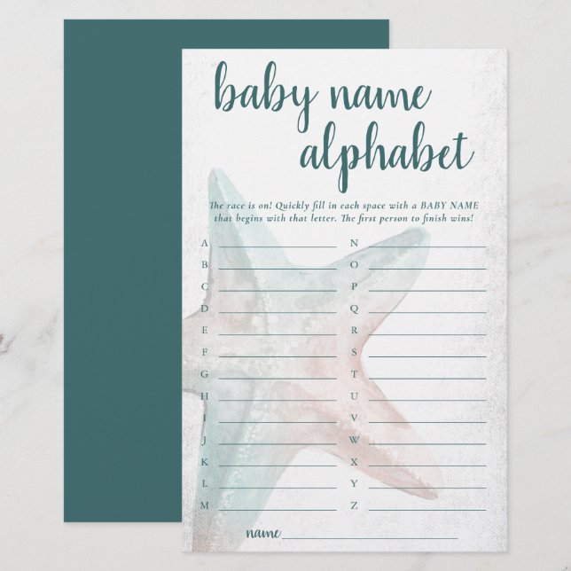 Coastal Chic | Aquamarines Starfish Alphabet Name  (Vorne/Hinten)