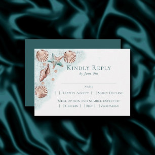 Coastal Chic   Auswahl an Aquamarinen und Korallen RSVP Karte
