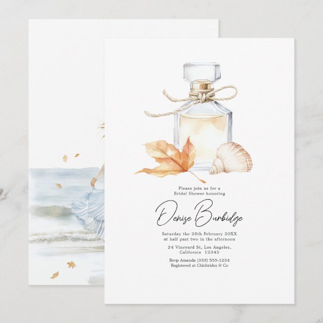 Coastal Chic Autumn - Fall Bridal Shower Einladung (Vorne/Hinten)