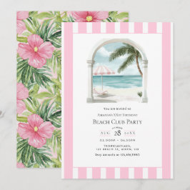 Coastal Chic Beach Club Birthday Party Einladung