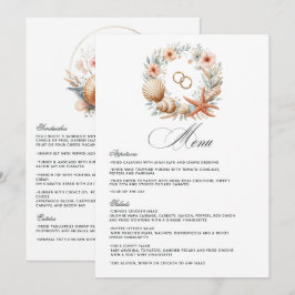 Coastal Chic Beach Hochzeit Menükarte
